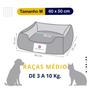 Imagem de Cama para Cachorro ou Gato Tamanho Médio 60x55cm + Ossinho Geométrico Turquesa Cinza