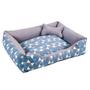Imagem de Cama para Cachorro ou Gato Tamanho Médio 60x55cm + Ossinho Geométrico Turquesa Cinza