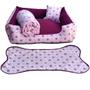 Imagem de cama para cachorros médios caminha 60x60cm  kit cachorro cama + edredom e tapete ( vinho coroa )