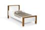 Imagem de cama pequena infantil juvenil branco marrom com colchão pes de madeira