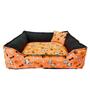 Imagem de Cama Pet Quadrada Estampada 62x62x18 G Laranja Impermeável