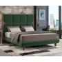 Imagem de Cama Queen Japonesa 176cm Pés Madeira Haru Veludo Verde - Sallar Home