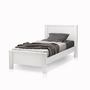 Imagem de cama solteiro branco  para quarto com pés de madeira já com colchão D23 c/estrado madeira