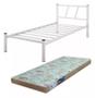 Imagem de Cama Solteiro Bruna Aço Estilo Industrial Sistema De Encaixe Com Colchão D23