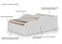 Imagem de cama solteiro grande carro com proteção lateral adesivado patrulha canina para quarto de criança já com colchão 188x88cm