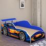 Imagem de Cama Solteiro Infantil Com Colchão Menino Menina Carro Stock Car Azul Princesas Meninas Montessoriana Corrida Facil Acesso quarto criança