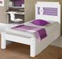 Imagem de Cama Solteiro Livia 100% Mdf e Estrado 100% Madeira Carmolar Branco/Lilas