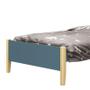 Imagem de Cama Solteiro Simba Azul Fosco Pés Madeira Natural com Colchão D20 - Reller Móveis