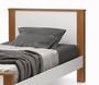 Imagem de cama tamanho de solteiro com pé de madeira estilo padrão branco amendoa fosco já com colchão D20 88x188cm