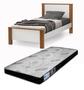 Imagem de cama tamanho de solteiro com pé de madeira estilo padrão branco amendoa fosco já com colchão D20 88x188cm