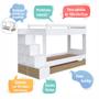 Imagem de Cama Treliche Infantil Bicama Menino Menina 2,32m com Escada, Nichos e Gavetas Branco com Aveiro