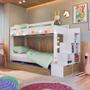 Imagem de Cama Treliche Infantil Bicama Menino Menina 2,32m com Escada, Nichos e Gavetas Branco com Aveiro