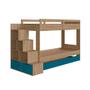 Imagem de Cama Treliche Infantil Solteiro Com Cama Auxiliar E Escada Aveiro OAK Azul Redford Shop Jm