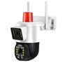 Imagem de Camera de segurança FULL HD Wifi Lente dupla Zoom sensor e rastreio de movimento Flash Light alarme e sirene de dispersão FHD Vigilância