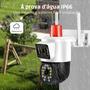 Imagem de Camera de segurança FULL HD Wifi Lente dupla Zoom sensor e rastreio de movimento Flash Light alarme e sirene de dispersão FHD Vigilância