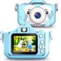 Imagem de Camera Digital Azul Infantil Mini Efeitos Fotos Voz Recarregável 13Mpx