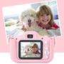 Imagem de Camera Digital Infantil Rosa Mini Efeitos Fotos Voz Recarregável Com Capa Anti-queda Proteção Jogos