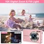 Imagem de Câmera digital IWEUKJLO Kids 44MP FHD 1080P 16X Zoom rosa