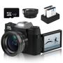 Imagem de Câmera digital VETEK 4K 48MP Vlogging 16X Zoom 32GB 2 baterias