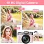 Imagem de Câmera digital WIKICO 4K 48MP Vlogging WiFi 16X Zoom rosa