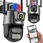 Imagem de Câmera IP de segurança externa sem fio, WiFi Smart 3 lentes, zoom 8X, rastreamento automático, CCTV, Visão noturna automático, sensor 360, 6K, 12MP