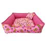 Imagem de Caminha Pet Cachorro Gato Quadrada Estampada 62x62x18 G Rosa