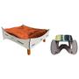 Imagem de Caminha Pet Cachorro Premium MDF Champagne com Comedouro e Almofada Veludo Terracota - Desk Design