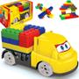 Imagem de Caminhão C/ 12 Blocos de Montar Brinquedo Infantil Educativo