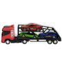 Imagem de Caminhão Cegonheira Modelo Grande Transporte 3 Carrinhos - Cor Vermelha