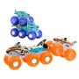 Imagem de Caminhão de brinquedo Hot Wheels Monster Trucks em escala 1:64 com plataformas grandes