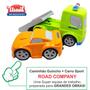 Imagem de Caminhão Guincho Socorro Brinquedo Com Carrinho Carro Sport Esporte Verde Reboque
