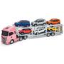 Imagem de Caminhão Infantil Cegonha Iveco Com 6 Jeeps Carrinho Com Pneus de Borracha Usual Brinquedos