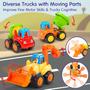 Imagem de Caminhões de brinquedo HOLA para meninos de 1 a 2 anos com potência de fricção, 4 unidades