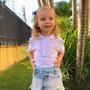 Imagem de Camisa Branca Gola Polo com Babado Roupa Menina Infantil Blusa Criança Batizado