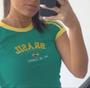 Imagem de Camisa Brasil Bordada BabyLook Feminina