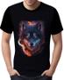 Imagem de Camisa Camiseta Estampada Lobo Mal Fogo Animais Floresta 2