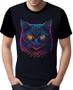 Imagem de Camisa Camiseta Estampada T-shirt Face Gato Neon Felino 5