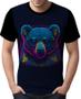 Imagem de Camisa Camiseta Estampada T-shirt Face Urso Neon Moda 6