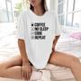 Imagem de Camisa Camiseta Feminina Estampada Code, No Sleep, Code, Repeat 100% Algodão Fio 30.1 Penteado