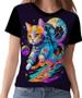 Imagem de Camisa Camiseta Galaxias Gato Astronauta Fofo Marte Lua 4