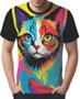 Imagem de Camisa Camiseta Tshirt Gato Gatinho Pop Art Abstrata HD 1