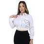 Imagem de Camisa Cropped de Botões com Coração no Bolso Feminino