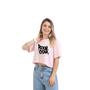 Imagem de Camisa curta feminina rock algodão gola redonda