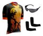 Imagem de Camisa de Ciclismo Bike Esporte C/ Proteção UV + Óculos Esportivo Preto Antirrisco + Par de Manguitos