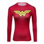 Imagem de Camisa de Compressão Feminina Mulher Maravilha Babylook Rashguard Elastano Manga Longa