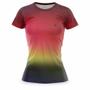 Imagem de Camisa Feminina Academia Blusa Fitness Caminhada Treino Manga Curta Degrade