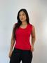 Imagem de Camisa Feminina Regata Canelada Vermelha Básica Fitness Ref.294 Camiseta Feminina de Malha