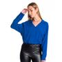 Imagem de Camisa Feminina Rovitex Transpassada Azul