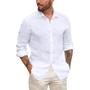 Imagem de Camisa Havaiana Masculina de Algodão e Linho - Manga Comprida, Casual e Leve