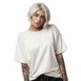 Imagem de Camisa Larga Feminina Oversized Plus Size Moda Estilo Largona Lisa OffWhite